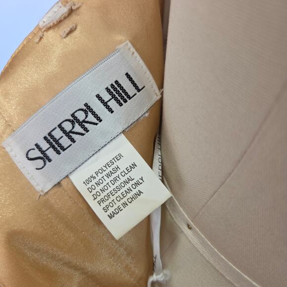 Sherri Hill Strapless Prom Dress Ball Gown Size S 4 Peach Chiffon Beaded - Picture 12 of 13